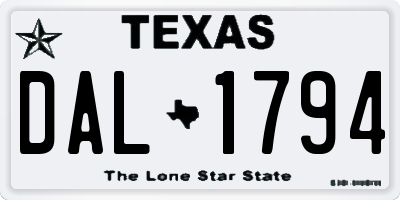 TX license plate DAL1794