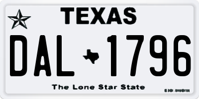 TX license plate DAL1796