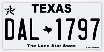 TX license plate DAL1797