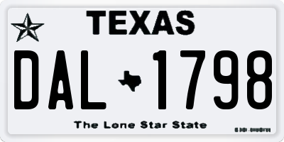 TX license plate DAL1798