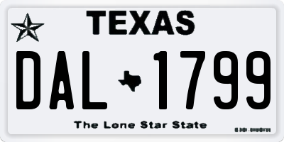 TX license plate DAL1799