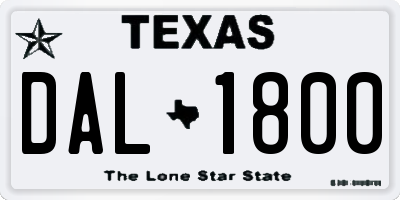 TX license plate DAL1800
