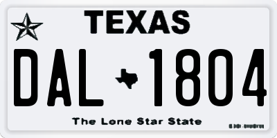 TX license plate DAL1804