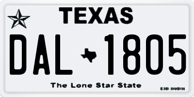 TX license plate DAL1805