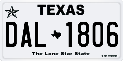 TX license plate DAL1806