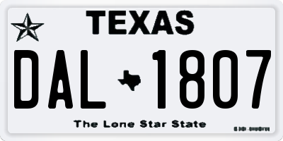 TX license plate DAL1807