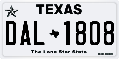 TX license plate DAL1808