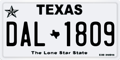 TX license plate DAL1809