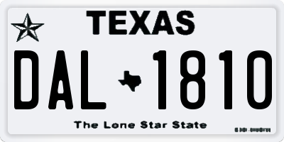 TX license plate DAL1810