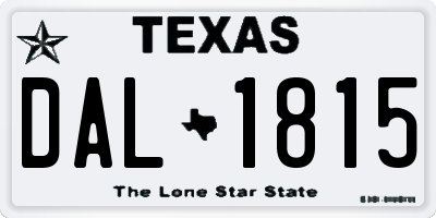 TX license plate DAL1815