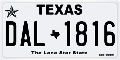 TX license plate DAL1816