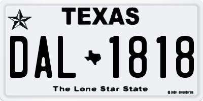 TX license plate DAL1818