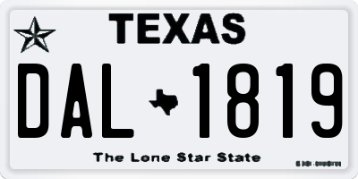 TX license plate DAL1819