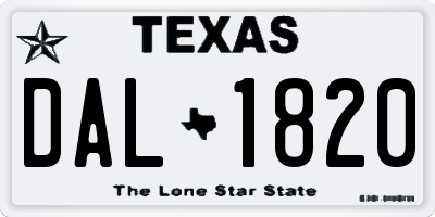TX license plate DAL1820