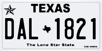 TX license plate DAL1821