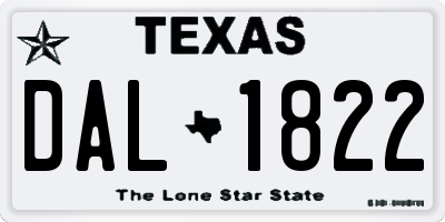 TX license plate DAL1822