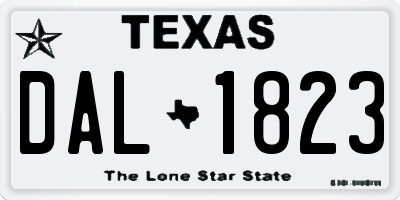 TX license plate DAL1823