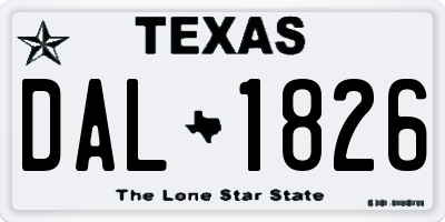 TX license plate DAL1826