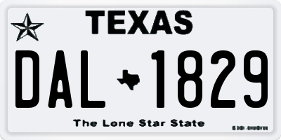 TX license plate DAL1829
