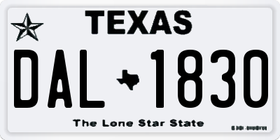 TX license plate DAL1830