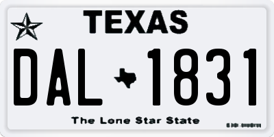 TX license plate DAL1831