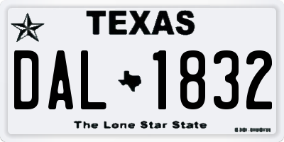 TX license plate DAL1832