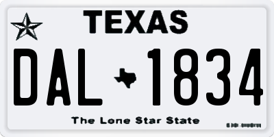 TX license plate DAL1834
