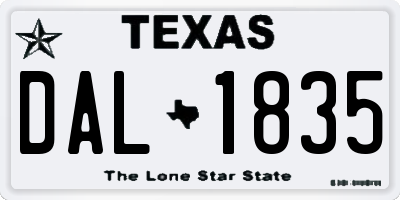 TX license plate DAL1835