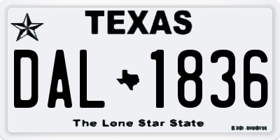 TX license plate DAL1836