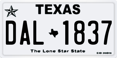 TX license plate DAL1837