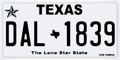 TX license plate DAL1839
