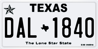 TX license plate DAL1840