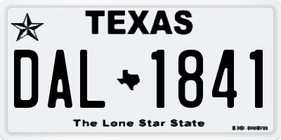 TX license plate DAL1841