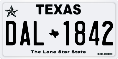 TX license plate DAL1842