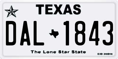 TX license plate DAL1843