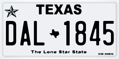 TX license plate DAL1845