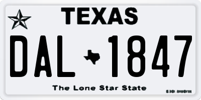 TX license plate DAL1847