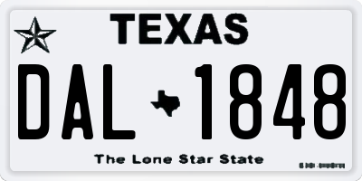 TX license plate DAL1848