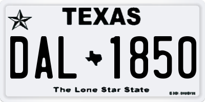 TX license plate DAL1850