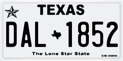 TX license plate DAL1852