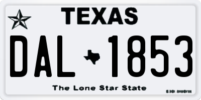 TX license plate DAL1853