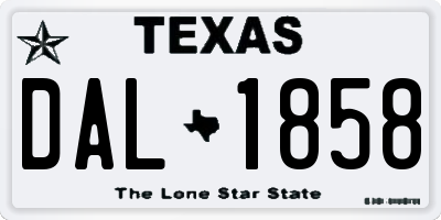 TX license plate DAL1858