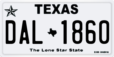TX license plate DAL1860
