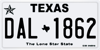 TX license plate DAL1862