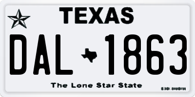 TX license plate DAL1863