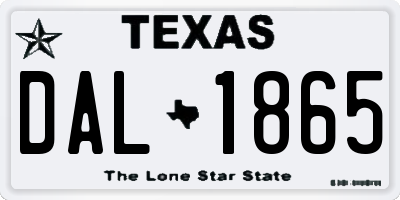 TX license plate DAL1865