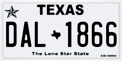 TX license plate DAL1866