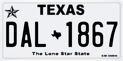 TX license plate DAL1867