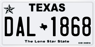 TX license plate DAL1868