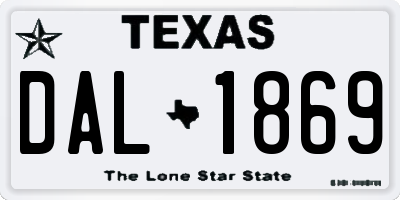 TX license plate DAL1869